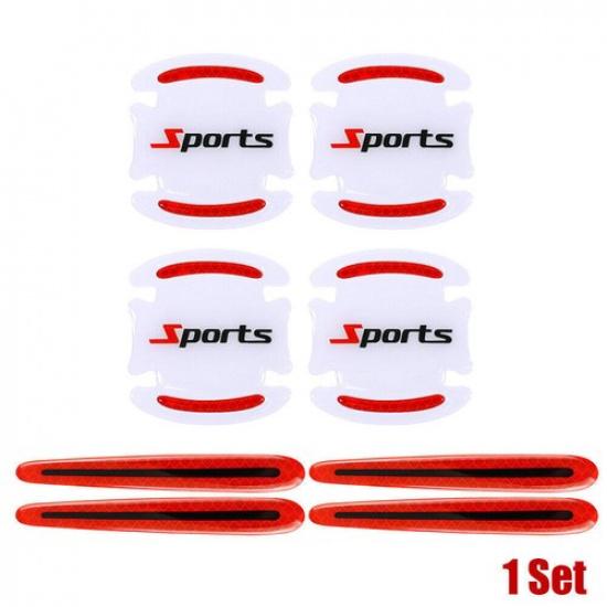 8pcs Car Door Handle Bowl Protective Reflective Sticker Warning Strips Decals