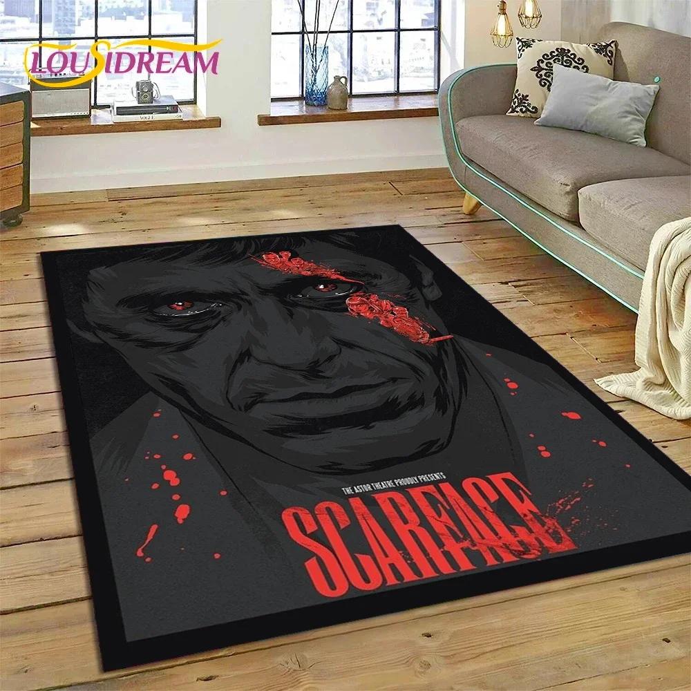 Tappeto Tappeto Movie 3D Printing Scarface Tony per Camera da Letto Soggiorno Casa Decorazione Divano, Tappetino Gioco Bambini Grande Decorazione Pavimento Regalo