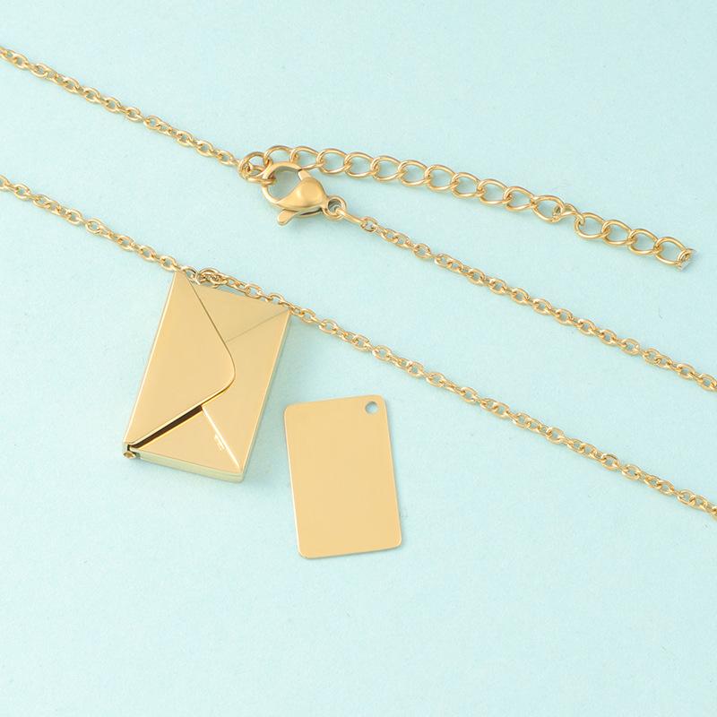 

Detachable Envelope Pendant Necklaces Mirror Polish Stainless Steel Creative Love Letter Necklace 45 plus 5cm&Commonly золотой