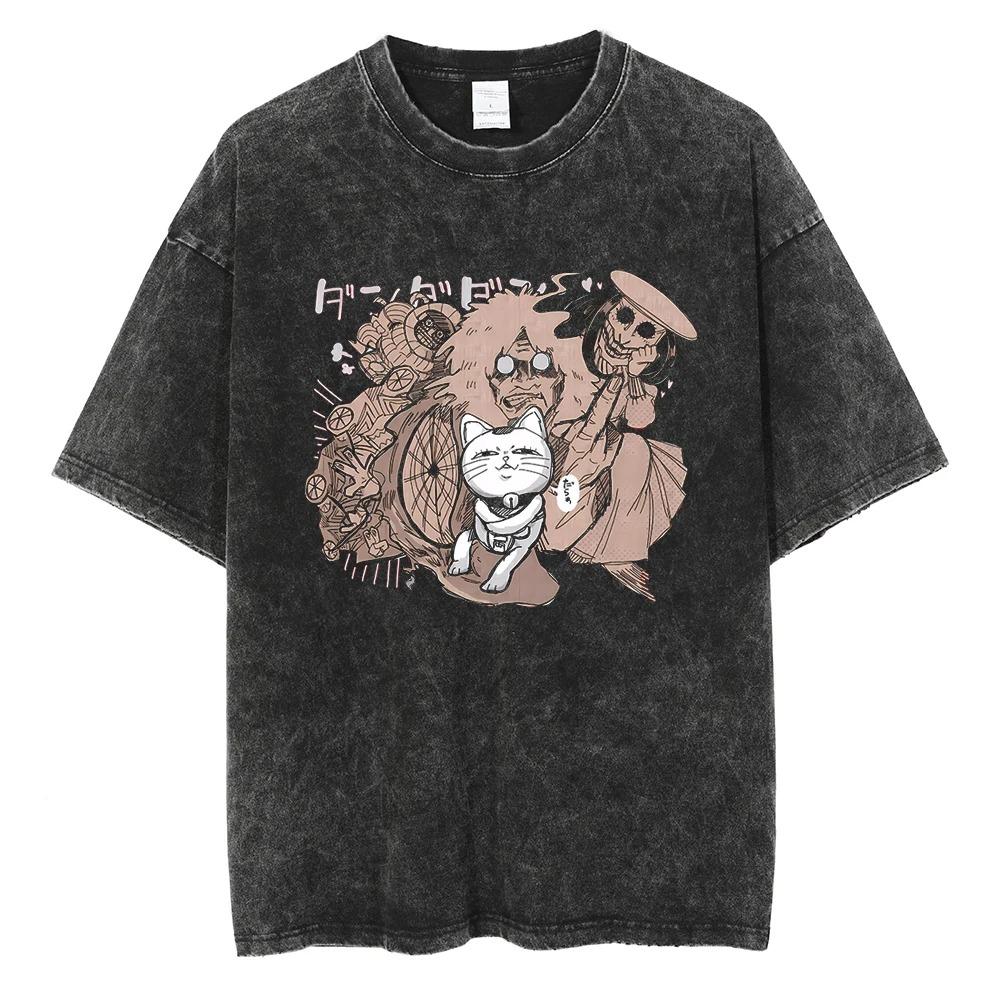 

Washed Japanese Anima Dandadan T-shirt Retro Y2k Short Sleeves Harajuku Casual Cotton T-shirt Oversized Trendy Unisex T-shirt 3XL