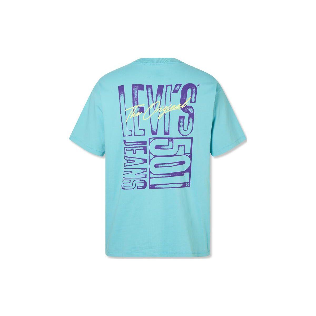 

Мужская футболка Levis однотонная свободного кроя с коротким рукавом и принтом букв, синяя 87373-0057 S