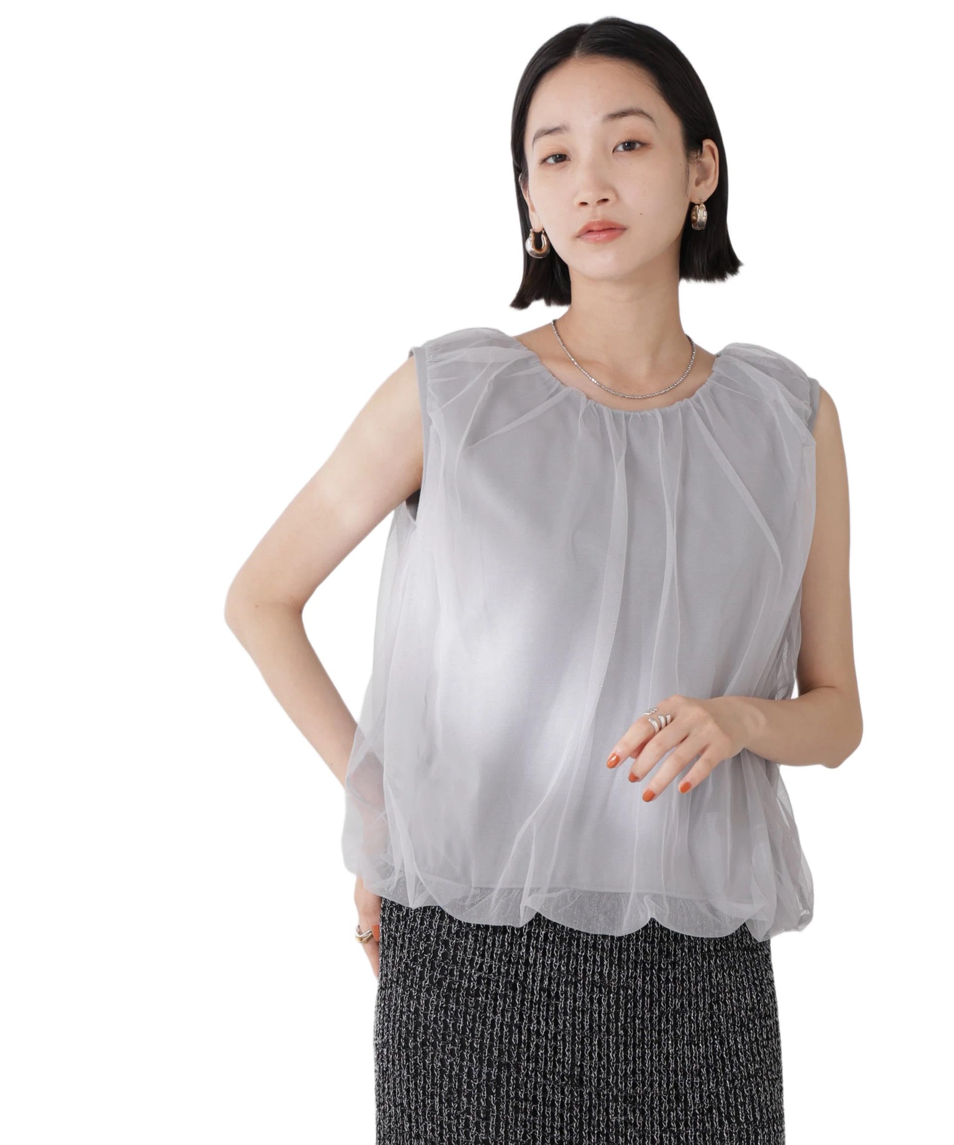 

Топ женский Nano Universe, многослойный тюль, силуэт кокон, размер F, серый, 020, 673-5224302