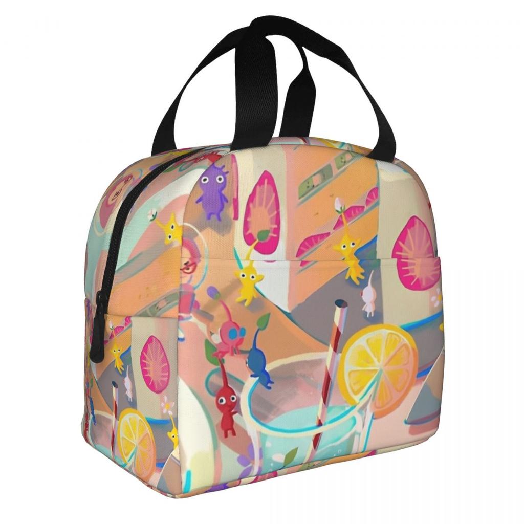 Spiel Cartoon Süß Pikmin Isolierte Lunchtasche Thermotasche Wiederverwendbare Auslaufsichere Tragetasche Lunchbox Bento Tasche College Reise