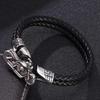 Pulsera Trenzada de Acero Inoxidable y Cuero para Hombre - Accesorio de Motocicleta