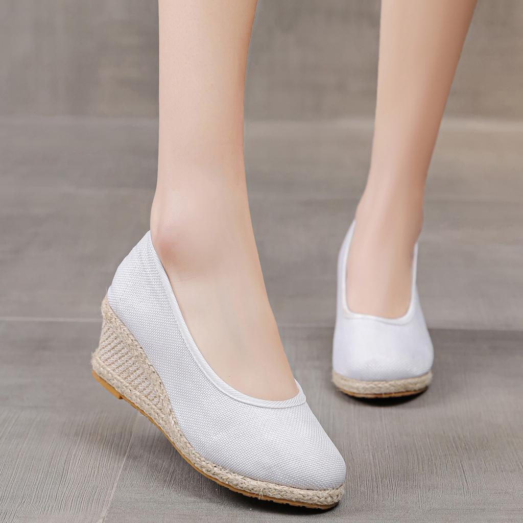 Wedges Woman Spring Summer Espadrilles Women Casual Slip-On Loafers Heeled Shoes Comfort Shallow Pumps Footwear Zapatos Mujer