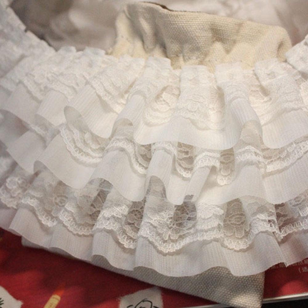 5cm Wide 39.3In Long Double-Layers Ruffled Chiffon Lace Trim Fabric DIY Pleated Clothing Craft Accessories Handmade Doll Costume