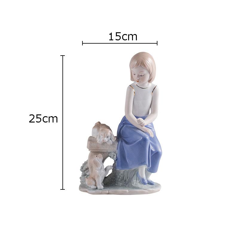 European Girl Character Ceramic Statue Desk Decoration Cute Girl Porcelain Crafts Painted Figures Sculpture Modern Home Decor