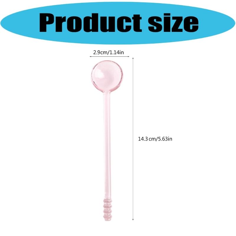 6 Pieces Colorful Glass Spoons Handcrafted Teaspoon for Dessert Presentation Use Practical Kitchen Tool