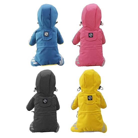 Dog Raincoat Waterproof Rain Coat with Leash Hole Dog Rain Jacket with Hood And Reflective Strips for Small Medium Dogs Puppies