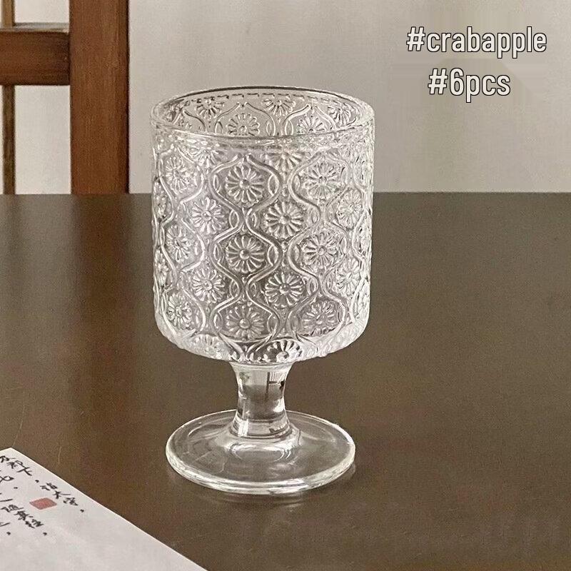 Shangqi Floral Embossed Stemmed Goblet Set (200ml, 2-Pack)