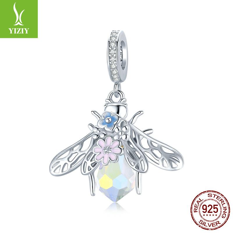 S925 Sterlingsilber Bienenanhänger Zubehör, Nischen-Premium-Insekt DIY Armband Perlen Schmuck
