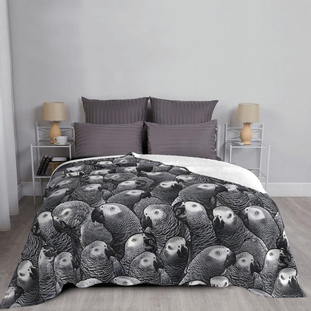Parrot Bird African Grey Pattern Portable Warm Throw Blankets for Bedding Travel