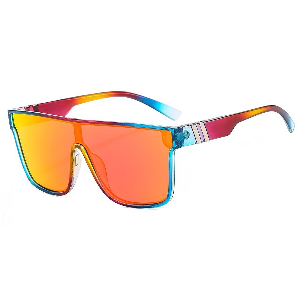 Cross Border Hot Selling European American Fashionable Cycling Glasses Men's Outdoor Sports One-piece Sunglasses Real Film Dazzling Women