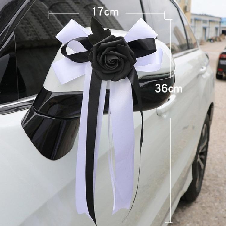 Set of 8 Nuptial Car Adornment with Ribbons Beautiful Silk Bowknot Auto Glasses Adornment for Matrimonial Ceremony