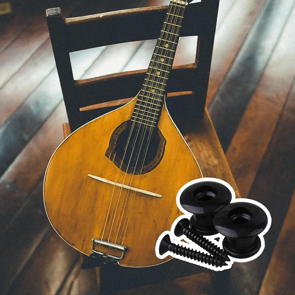 Bstinay 1 Pair Strap Pin Tail Pin Guitar Mandolin Metal Black
