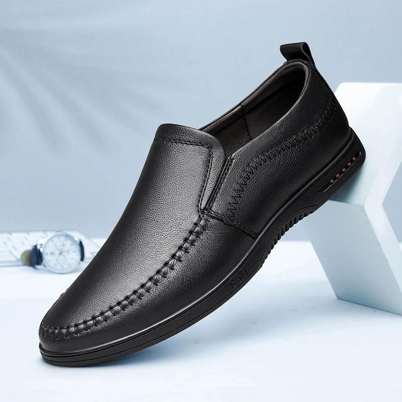 Spring Autumn Man Genuine Leather Casual Shoes Breathable Luxury Shoes Male Flats Business Footwear Classic Comfy Men's Loafers