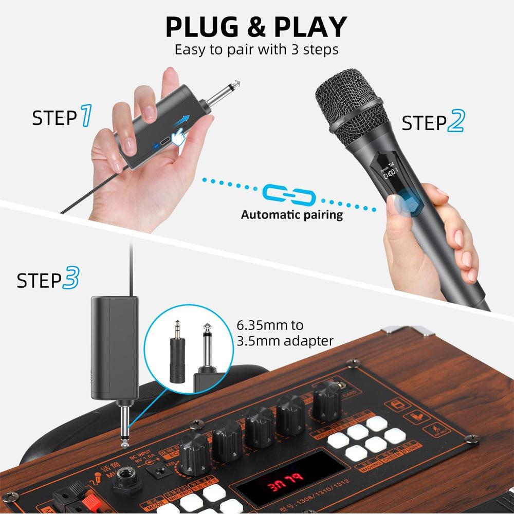 Rechargeable Wireless Microphone System for Karaoke, Speeches, and Parties