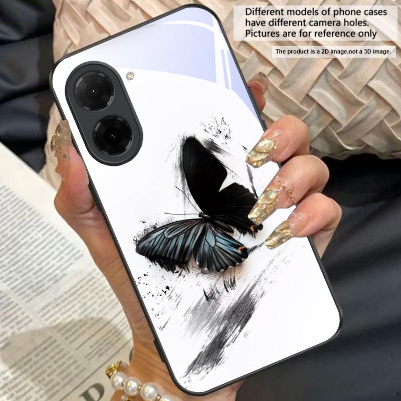 Mysterious butterfly For Redmi Note 7 8 9 8T 10 11 12 12S 13 14 Pro Plus 5G 13C 12 14C 5 4G Black tempered glass phone case