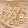 Women Hypoallergenic Jewelry Earrings Stainless Steel 18k Gold Plated Screw Twisted C-shape Hoop Earrings Non Tarnish Jewelry