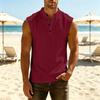 Ärmelloses Henley-Tanktop für Herren Breite Träger Lockerer Schnitt Atmungsaktives Muskelshirt für Laufen Fitnessstudio Training