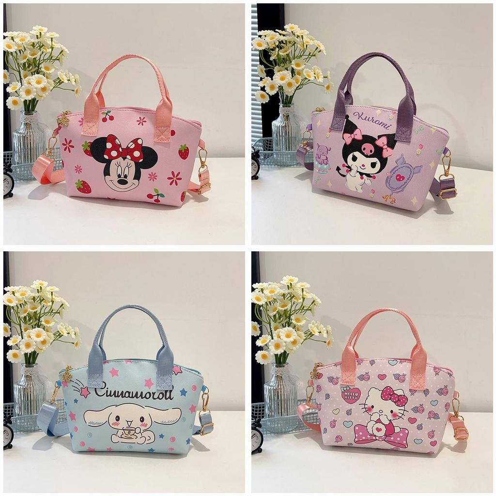 Minnie Kuromi Cinnamoroll Hello Kitty Melody Cartoon Leather Crossbody Bag With Pu Material For Casual Day Use