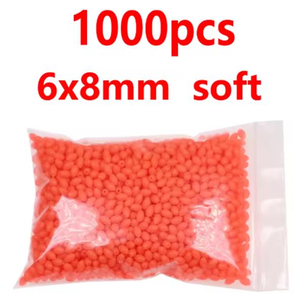 1000/3000PCS Wholesale Red Green Oval Soft Rubber Luminous Fishing Beads Glowing Sink Beads For Fishing Rigs Fishing Lure Tackle