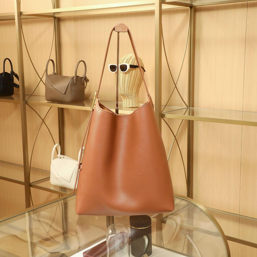 2025 New Casual Soft Leather Handbag for Women, Niche Single-Shoulder Underarm Bag, High-End Large-Capacity Crossbody Bucket Bag