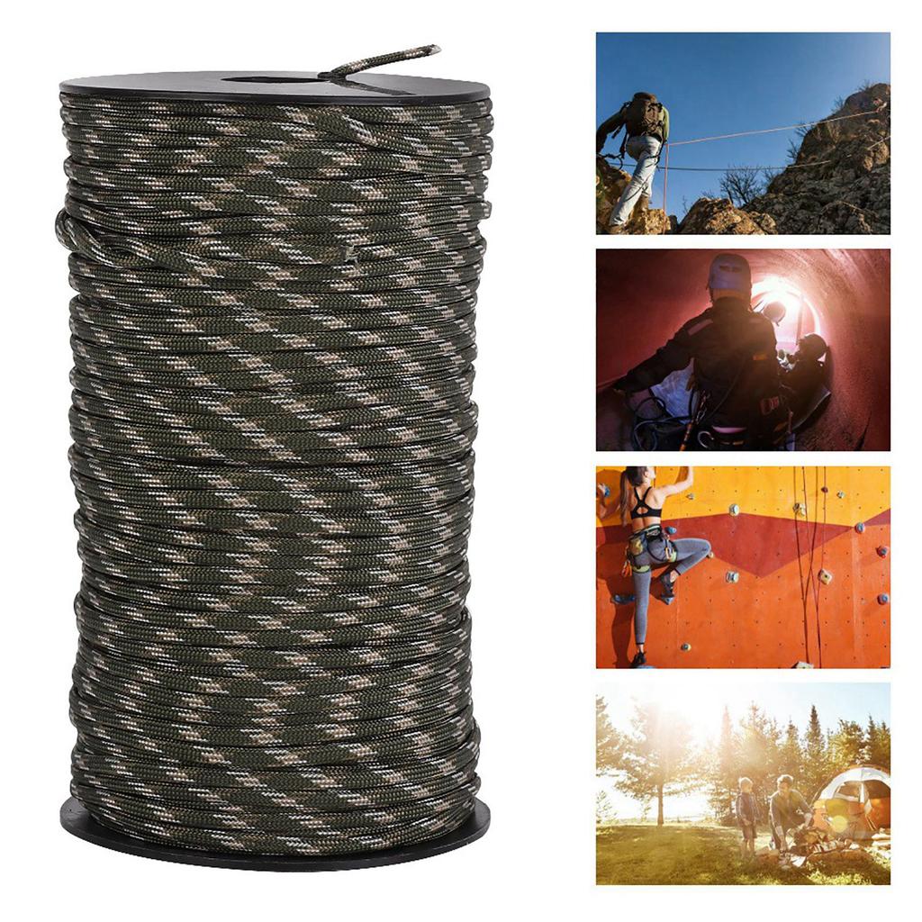 100m Outdoor Rock Parachute   Rope Survival Cord for   Hiking(Black)