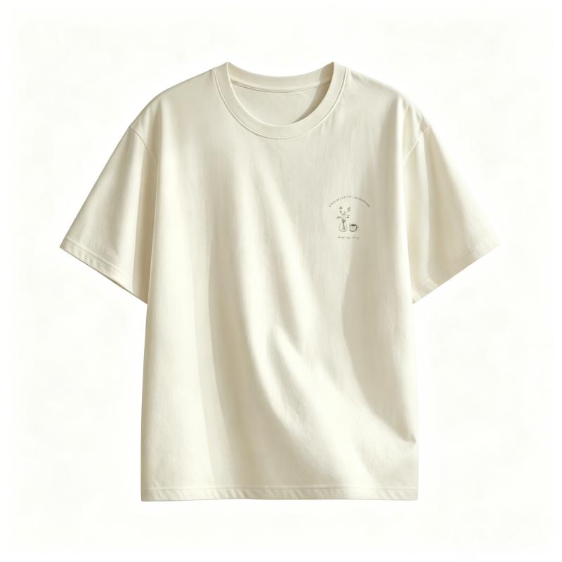 Unisex Cream White Minimalist Print TShirt Casual ONeck Short Sleeve Soft Cotton Tee Summer Aesthetic Daily Wear Aesthetic
