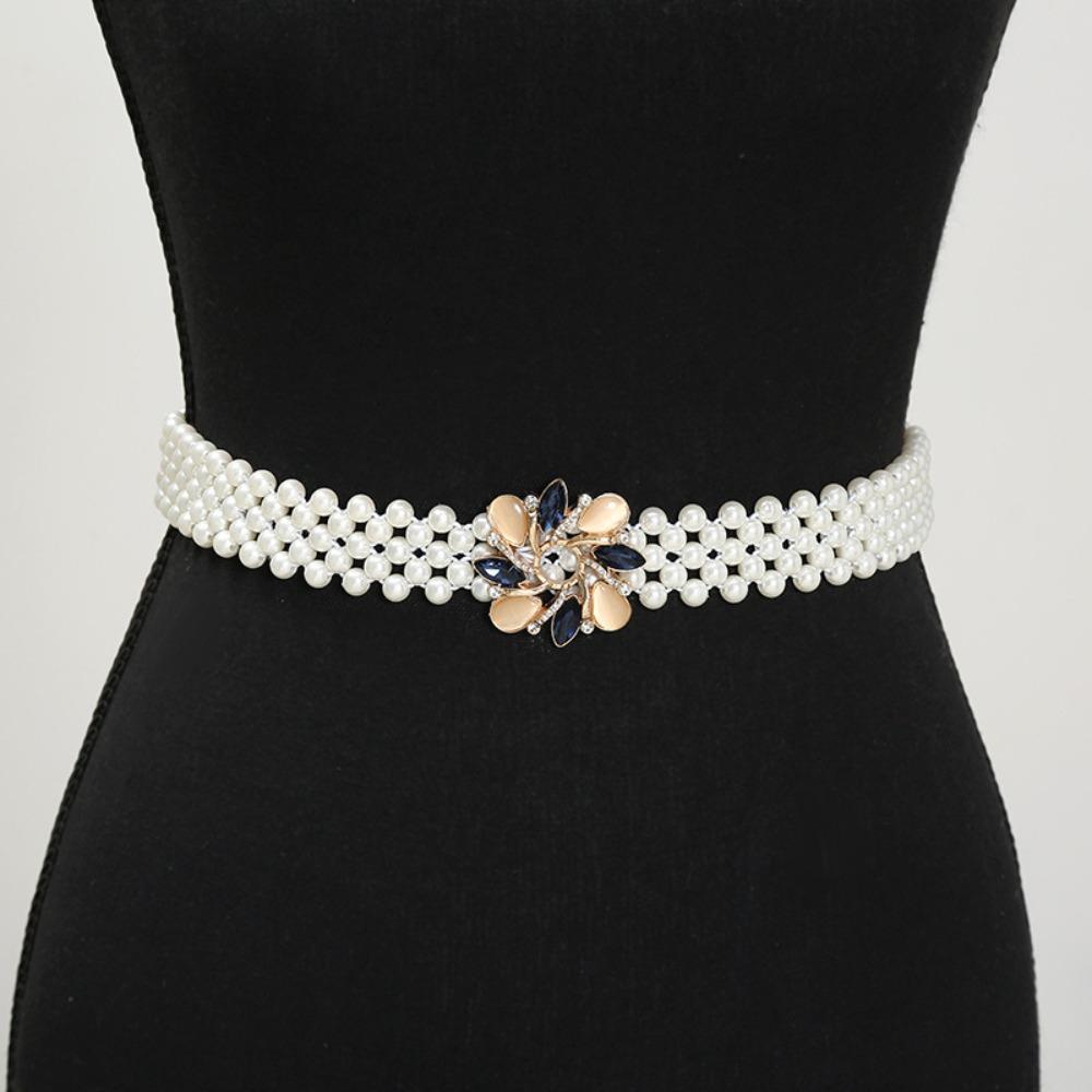 Široký elastický pas Bling dámský pásek Sweet Pearl pasový pásek sukně dekorativní