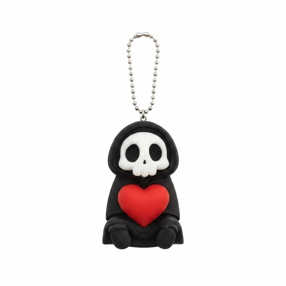Black Grim Reaper Figure Miniature Halloween Pendant Skeleton Keychain Dashboard