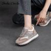 Genuine Leather Women Sneakers Diamonds Lace Up Flat Shoes Low Top Fashion Casual Shoes