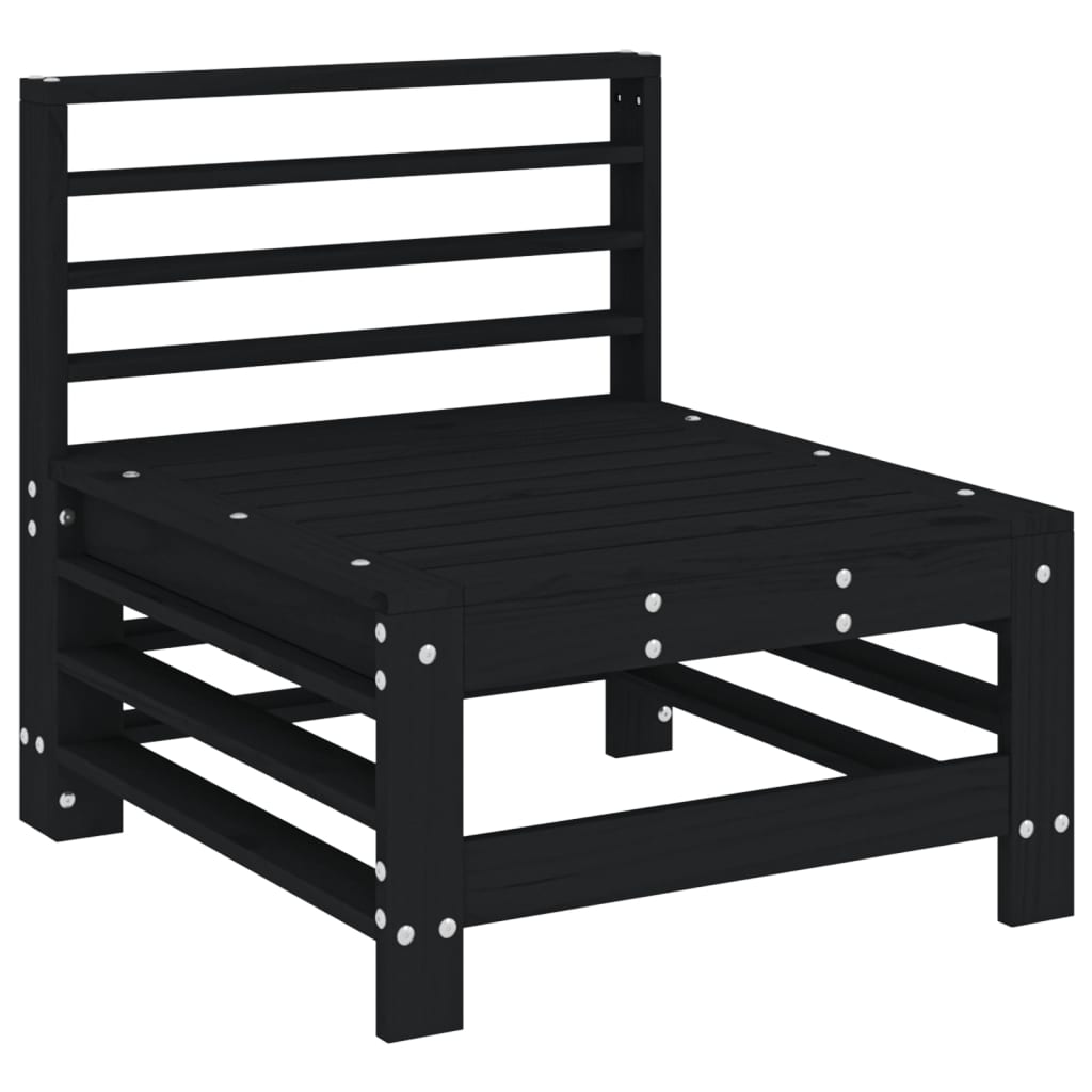 Vidaxl Ogrodowa Sofa Środkowa, Czarna, Lite Drewno Sosnowe