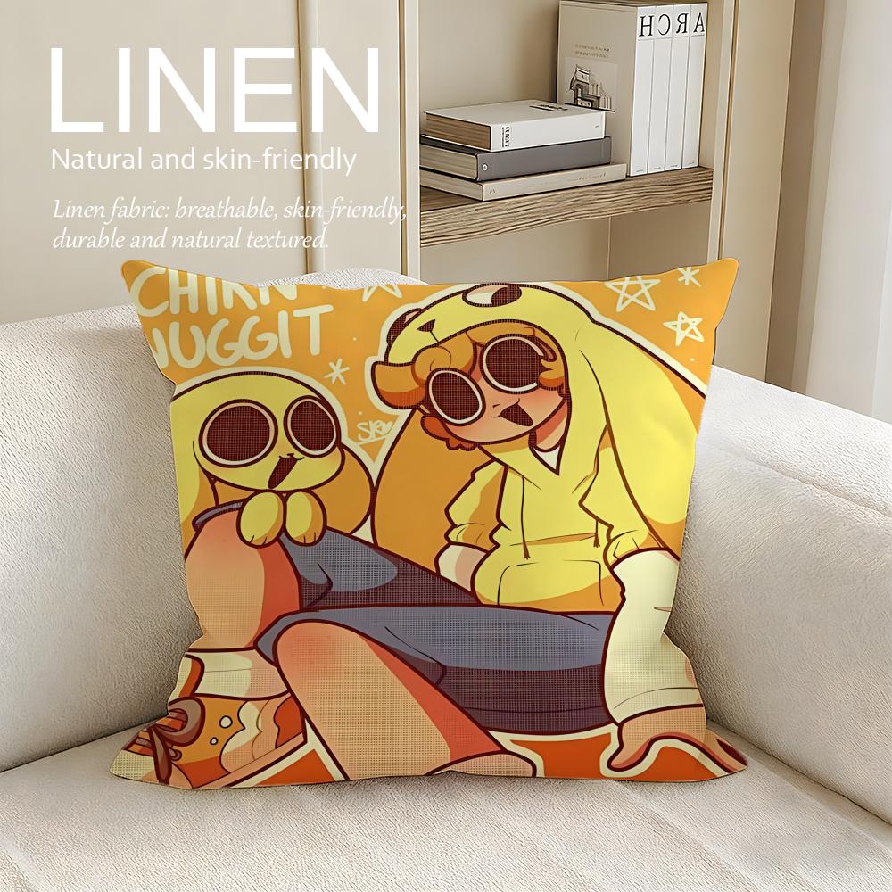 Cute Chikn Nuggit Cushion Cover Pillowcase Set Pcs x x Breathable Washable Sofa Cushion Cover