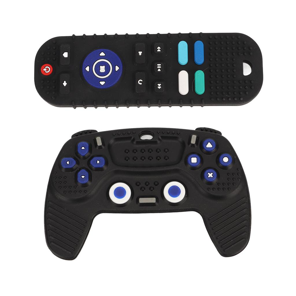 2 Pack Silicone Baby Teething Toys TV Remote Control Shape Educational Chew Sensory Teethers Black