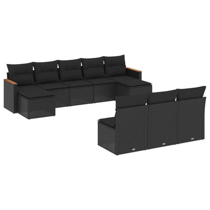 VidaXL Garden Lounge Set with Cushions 10 Pcs, Patio Sofas, Patio Furniture Set, Outdoor Furniture, Black 3226384