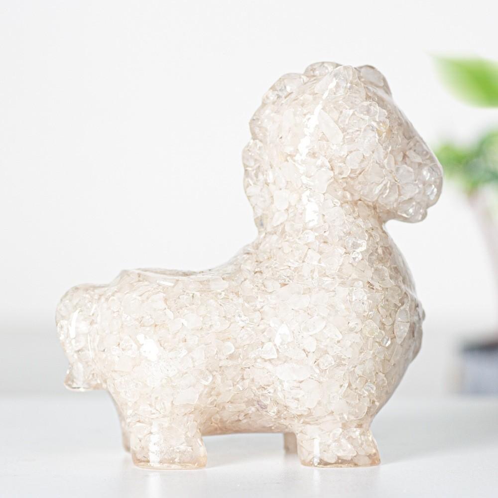 Resin Animal Figurine Decor With Crystals For Home Office And Gift Use