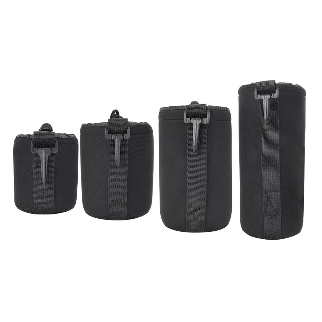4PCS S M L XL Portable Neoprene Black Elastic Shock Absorption DSLR Camera Lens Cover Storage Bag