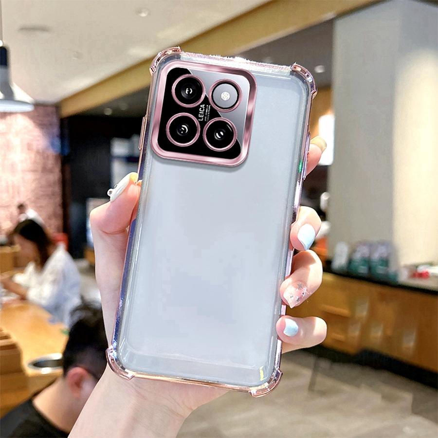 Airbag Shookproof Lens Case For Xiaomi Redmi Note 12 4G 12S 13 Pro 5G 14S 14 Plus A5 15 15C Plating Silicone Back Clear Cover