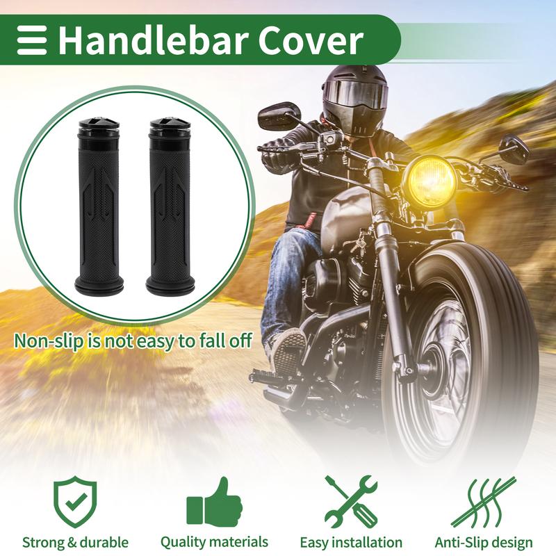 Motoforti Motorcycle Hand Grip Cover Rubber Aluminum Alloy Handlebar Grips for Motorcycle Scooter Bicycle ATV Black Universal