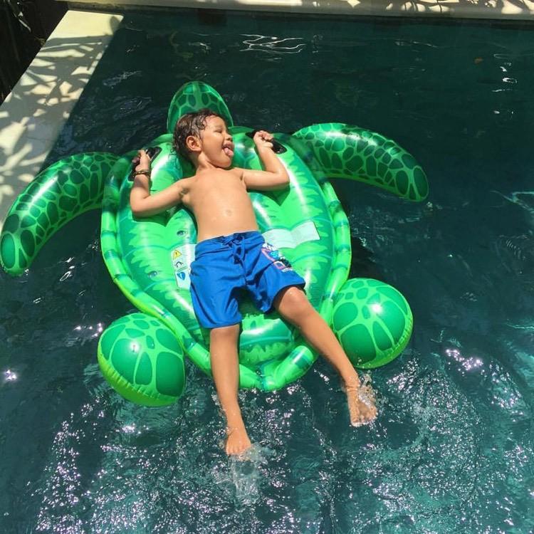 Inflatable Giant Sea Turtle Pool Float Water Raft Swimming Island Mattress for Swimming Pool Beach Party Water Bed