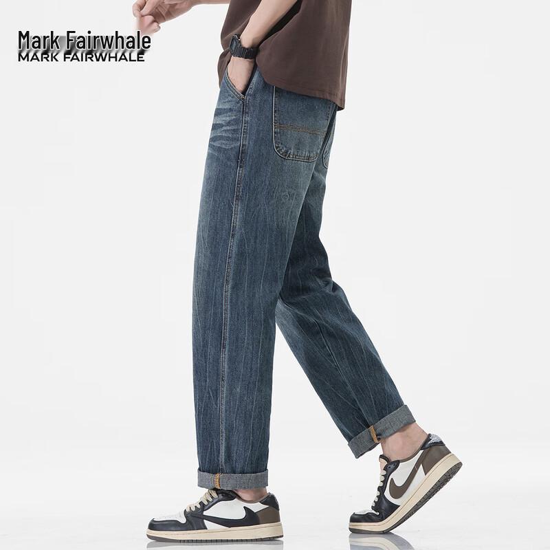 Mark Fairwhale Men's Casual Straight-Leg Cropped Jeans