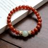 Unisex Red Agate & Hetian Jade Zodiac Bracelet, Prayer Beads, Retro Style