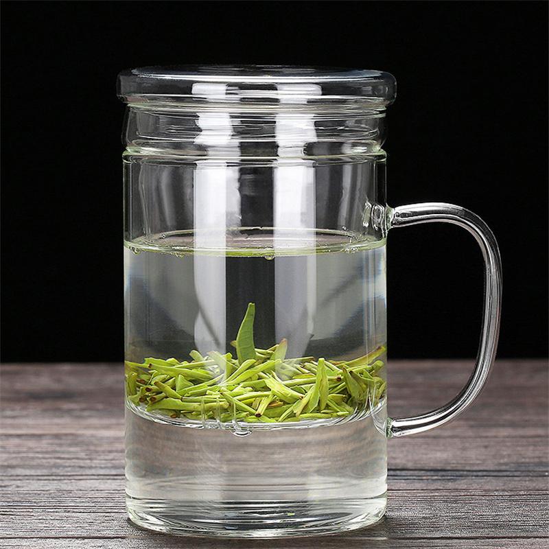 Vysokoborosilikátový skleněný hrnek na kávu Skleněná láhev na vodu Domácí termo hrnek s rukojetí Cestovní hrnek Čajové sítko Filtr Sklenice na vodu