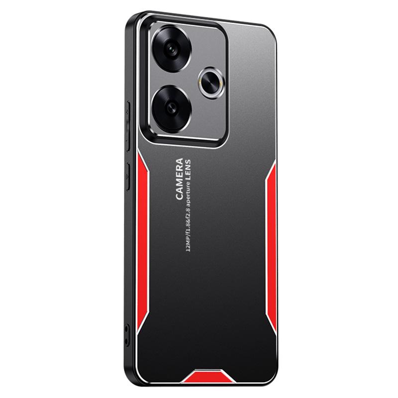 

For Xiaomi Redmi Turbo 3 5G/Poco F6 5G Case Aluminum Alloy+PC+TPU Shock Absorption Phone Cover Red