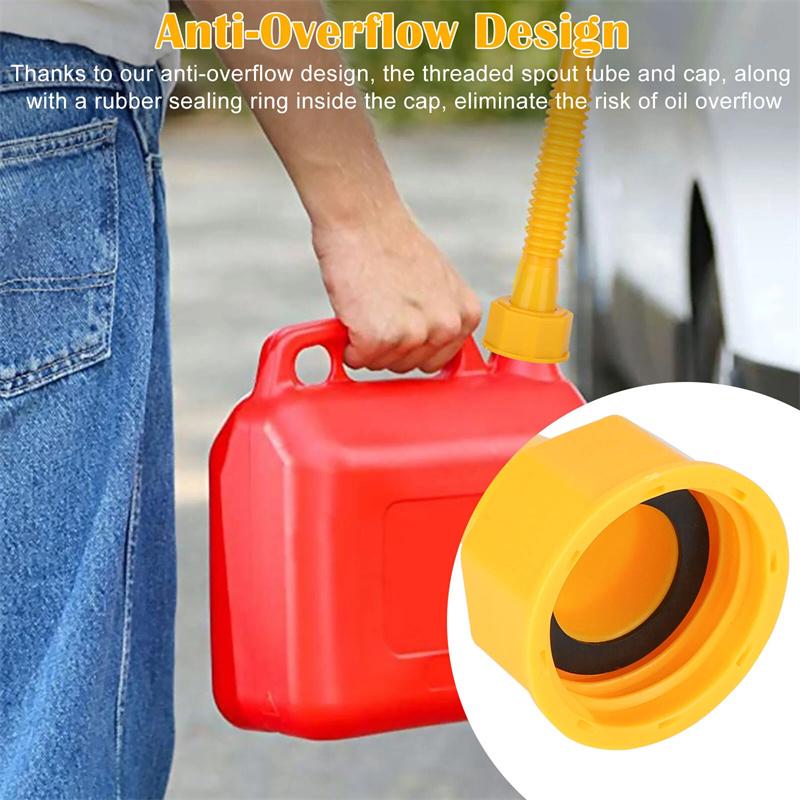 5 Set Gas Can Nozzle With Screw Collar Caps Anti Spill Gas Can Vent Replacement Gas Can Spouts For Most 1/2/5/10 Gal Can