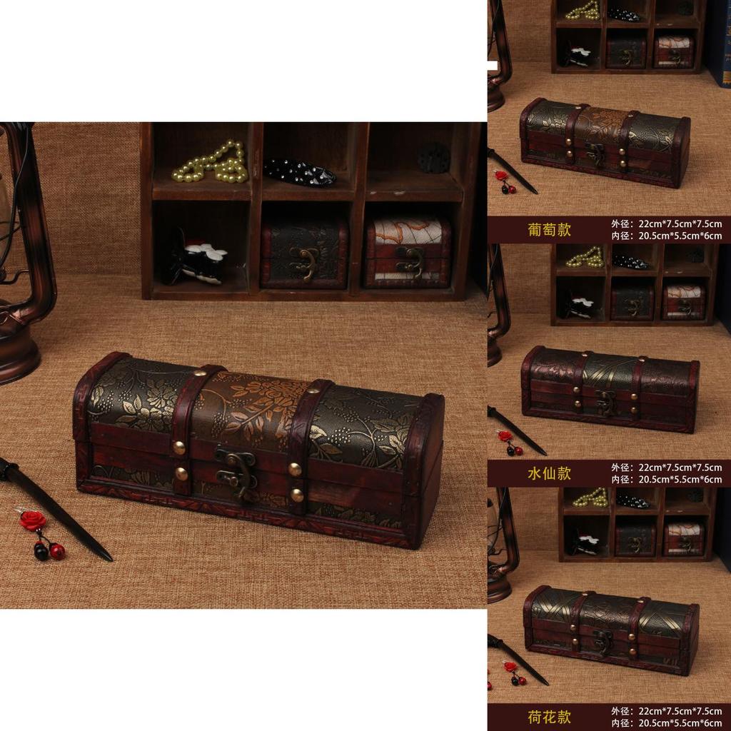 Wooden Hairpin Storage Box With Illustration Design For Home Office Decor And Gift