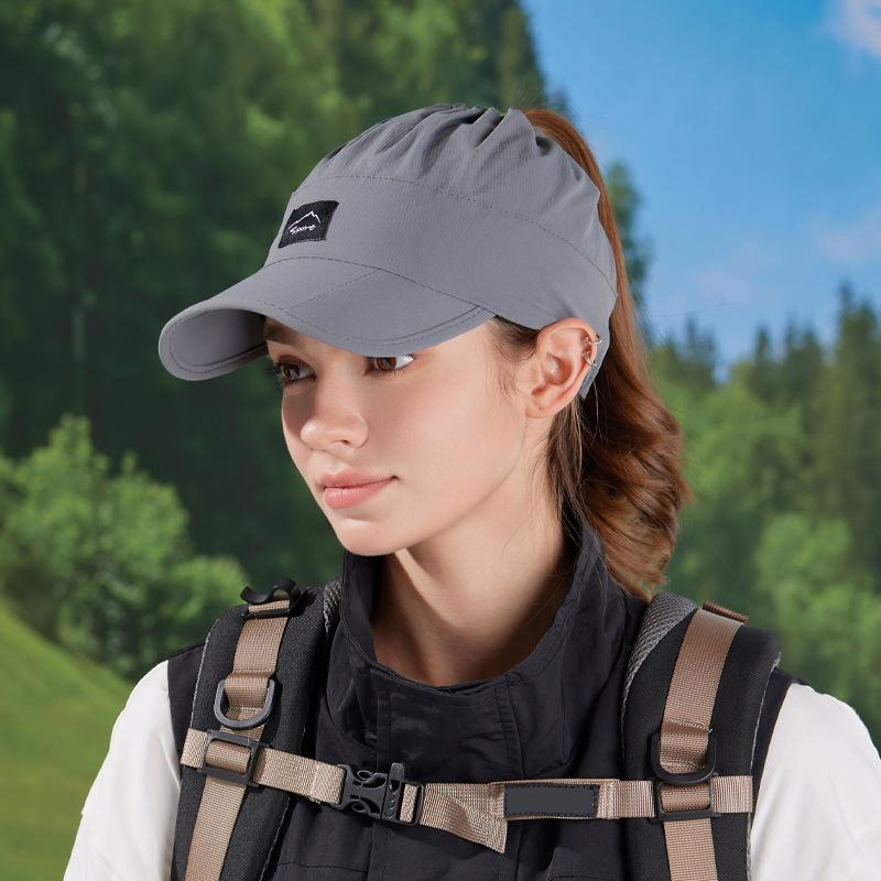 

Quick-dry Women Baseball Cap Summer Sports Ponytail Hat Fashion Woman Sun Hats for Outdoor Travel Folding Teenager Girl Cap серый