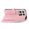 For Xiaomi 17 Zipper Wallet Case with Strap Flower Imprint PU Leather Phone Cover