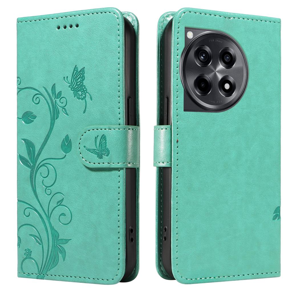 For OnePlus 12R 5G/Ace 3 5G PU Leather Cases Flower Pattern Wallet Stand Phone Cover with Strap